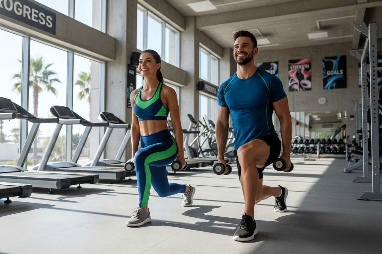 immagine uomo e donna che si allenano o che sono in forma fisicamente e felici 